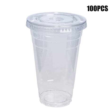 100 Pcs Cups With Dome Lids Disposable Party cups for To Go Iced Coffee ...