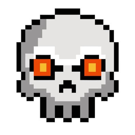 Premium Vector Pixel Art Skull With Red Eyes Retro 8 Bit Gaming Icon