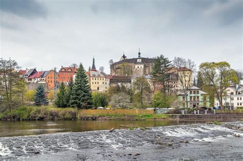 Premium Photo | View of loket city from ohre river czech republic