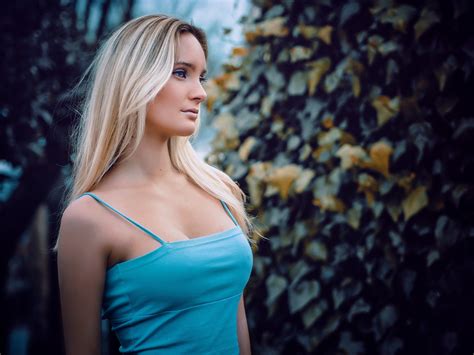 Looking Away Blonde Cleavage Bare Shoulders Adriano Perticone