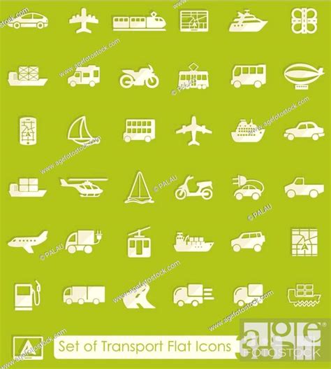 Set Of Transport Flat Icons For Web And Mobile Applications Stock