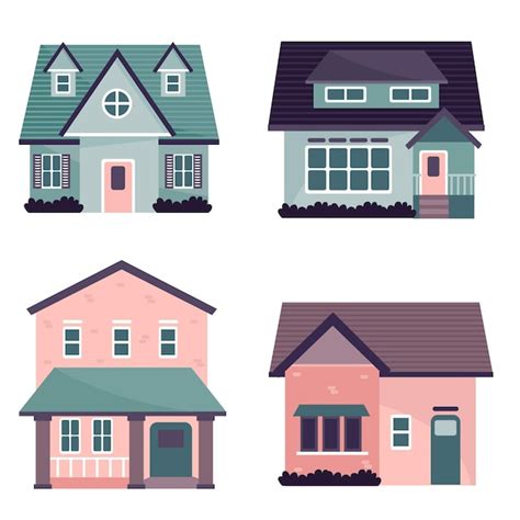 Premium Vector Flat Design Illustration Houses Set