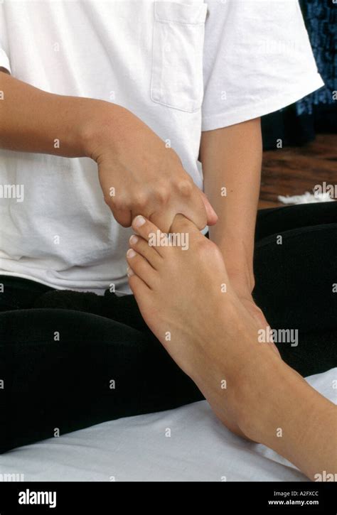 Shiatsu Massage Supine Position Foot Massage Stretching Big Toe Stock