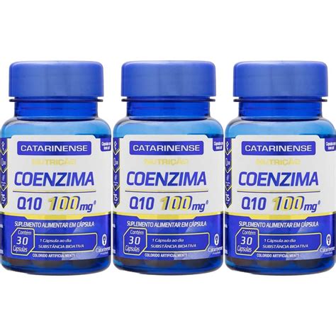 Kit 3X Coenzima Q10 100mg 30 Cápsulas Soft Gel Catarinense OtimaNutri