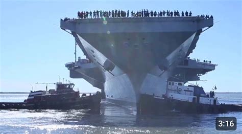 USS Gerald R. Ford (CVN 78) departs the shipyard.