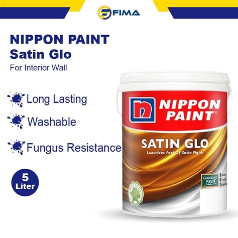 NIPPON PAINT Satin Glo 5 Litre Interior Wall Paint Gloss Finish Paint