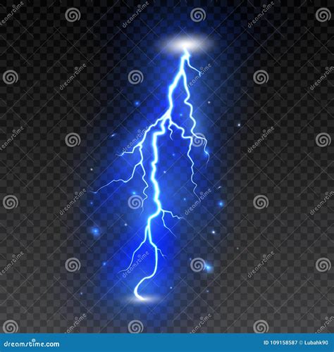 Bright Lightning On Transparent Background Electric Flash Thunder