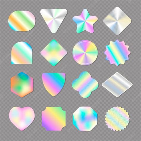 Premium Vector Holographic Stickers Retro Shiny Gradients Stickers