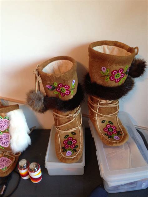 Authentic Dene All Moosehide Mukluks Made By Me Beadwork Designs