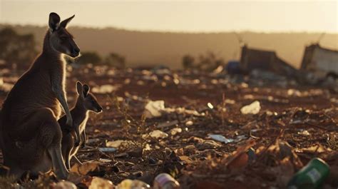 kangaroos in habitat, kangaroo at sunrise, wildlife and pollution ...