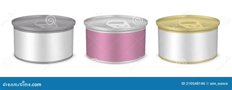 Round Tin Can With Pull Tab Lid Realistic Vector Mockup Canned Food