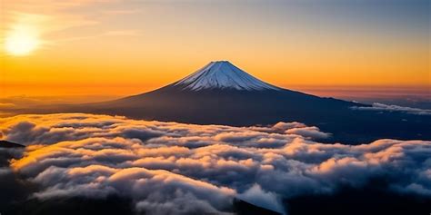 Premium Photo Aerial Panorama Landscape Of Fuji Mountain Iconic And