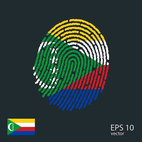 Vetor de impressão digital colorido a bandeira nacional de comores