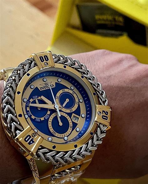 Invicta Bolt Herc Men S Gold Blue Dial Chronograph Swiss Quartz