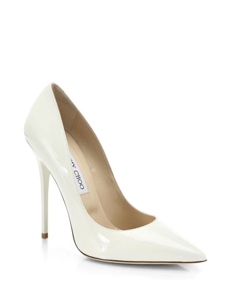 Lyst - Jimmy choo Anouk Patent Leather Point-toe Pumps in White