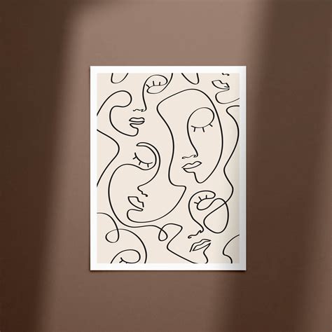 Single Line Face Art Print Minimalist Woman Line Drawing Simple Line