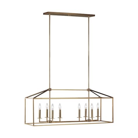 Sea Gull Lighting Perryton 8 Light Satin Brass Transitional Geometric Kitchen Island Light In