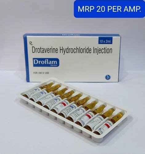 Droflam Liquid Drotaverine Hydrochloride Injection Packaging Size