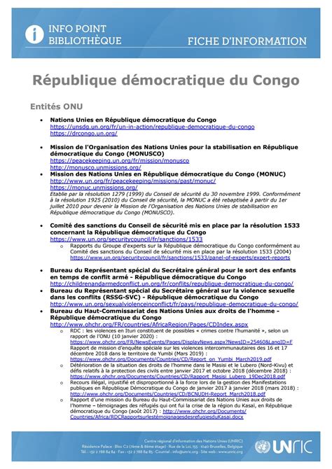 Fiche d information République démocratique du Congo by United Nations