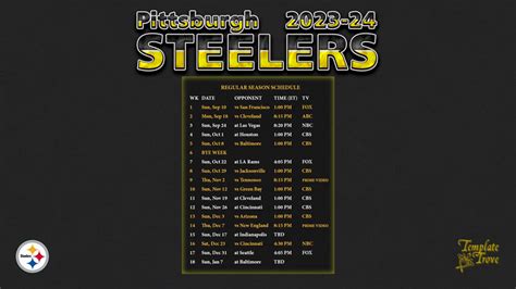 2023-2024 Pittsburgh Steelers Wallpaper Schedule