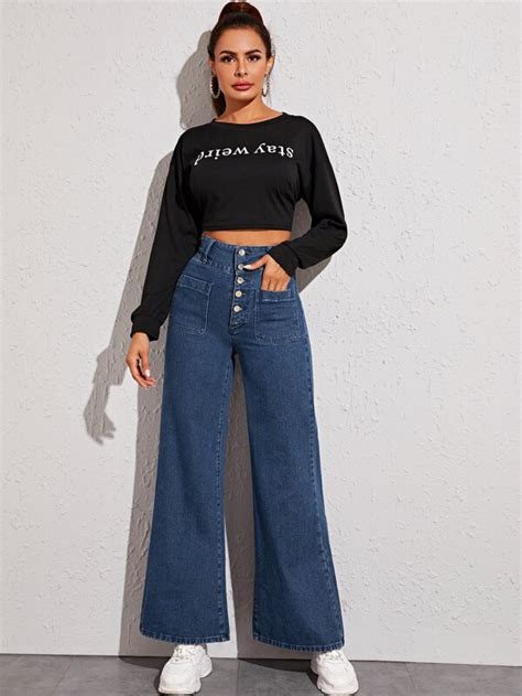 Shein Essnce High Rise Baggy Jeans Shein Usa