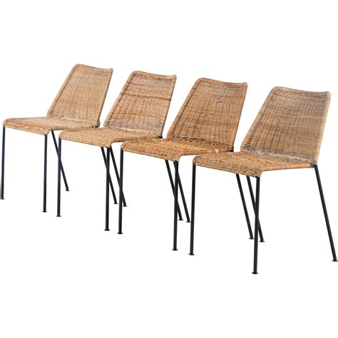 Ensemble De Chaises Vintage En Osier Par Herbert Hirche Pour Ap Polak