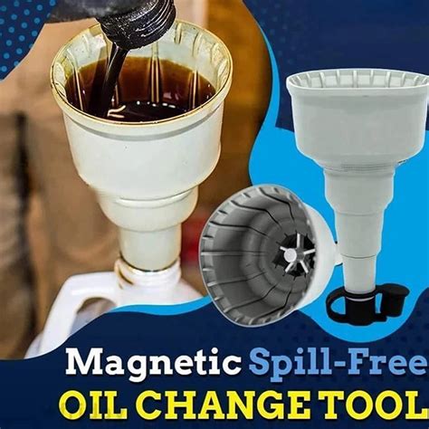 Car Magnetic Oil Drain Funnel 3 In 1 Anti Spill Filter Tool Spill Free