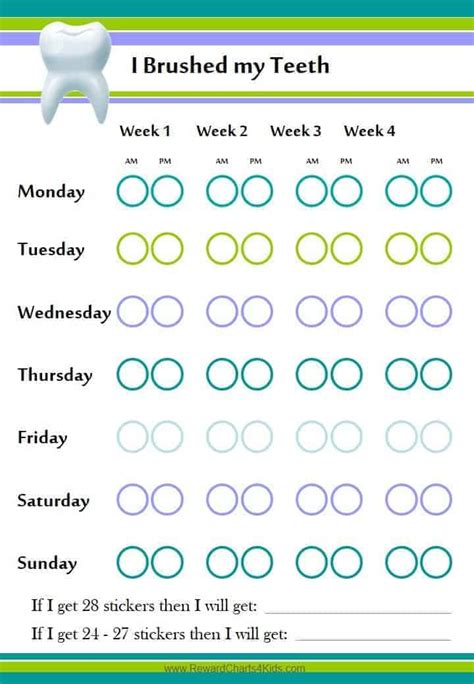 Free Printable Teeth Brushing Chart Instant Download