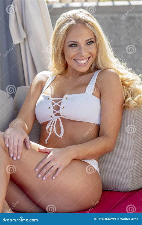 Gorgeous Blonde Model Posing Outdoors In The Desert Stock Image Image