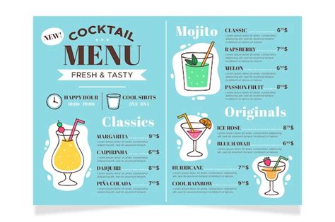 Free Vector Creative Cocktail Menu Template