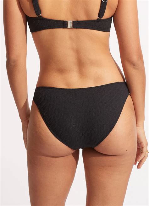 Seafolly Willow Banded Bralette Bikini With Hipster Black Lingerie