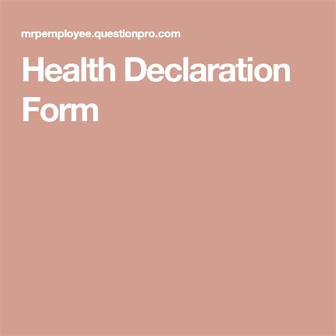 Health Declaration Form Declaration Surveys Health