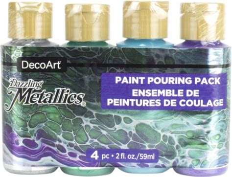 DecoArt Dazzling Metallics Paint Pouring Pack 4 Pkg Jewel Tone 1 Count