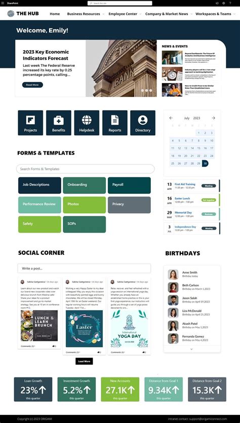modern sharepoint intranet site examples   origami