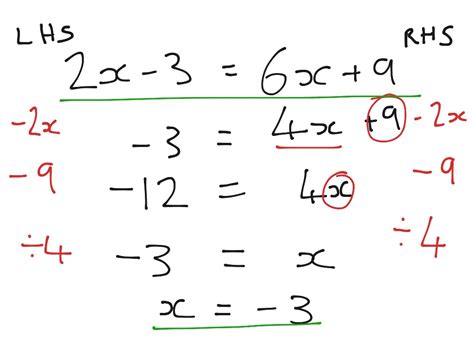 Solving Linear Equations Math Algebra Linear Equations Showme