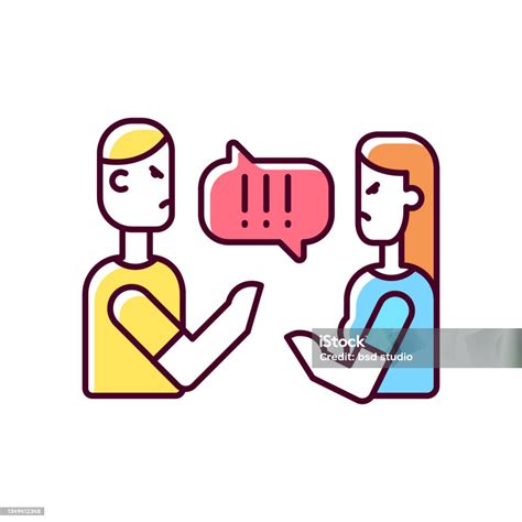 Couple Criticizing Each Other Rgb Color Icon Stock Illustration