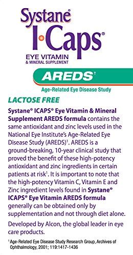 Systane Icaps Eye Vitamin Mineral Supplement Areds Formula