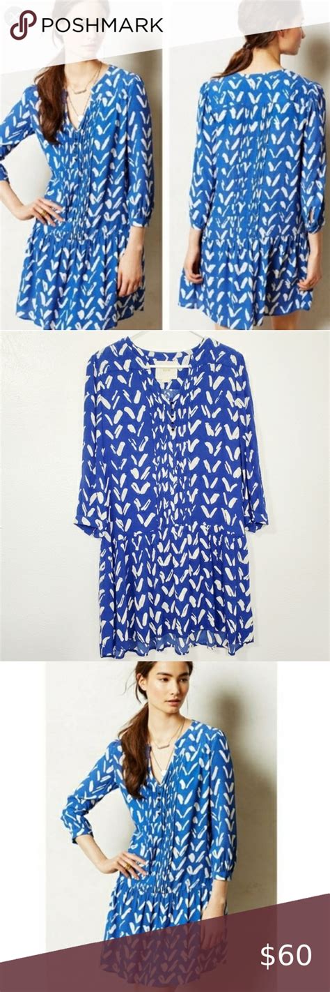 Anthropologie Maeve Blue And White Caravane Dress Size Small Purchase