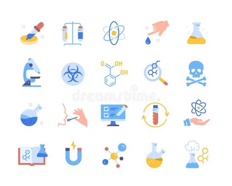 Conjunto De Coloridos Iconos De Laboratorio Químico Ilustración del