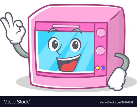 Okay oven microwave character cartoon Royalty Free Vector