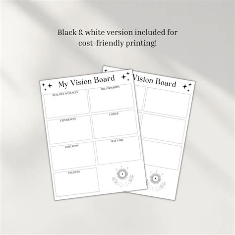 Minimalist Printable Vision Board Vision Board Template Manifestation