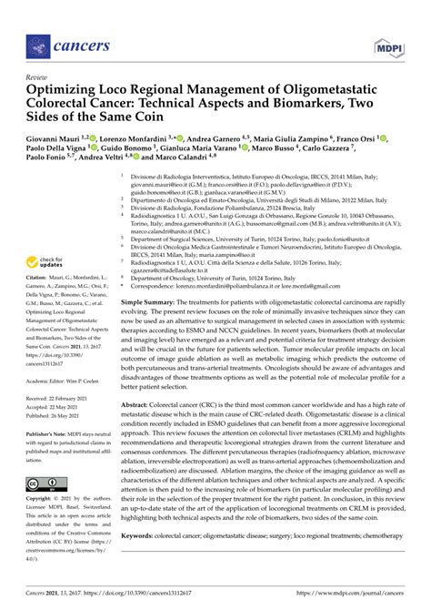 Pdf Optimizing Loco Regional Management Of Oligometastatic Colorectal