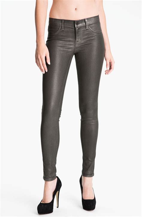 J Brand Coated Stretch Denim Leggings In Black Coated Moonwalk Lyst