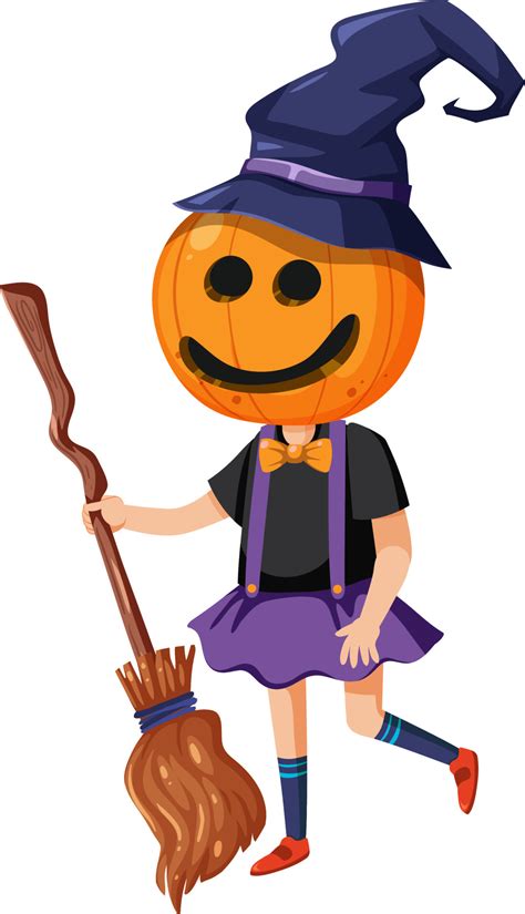 Cute Pumpkin Head Girl Costume For Halloween 12193219 Vector Art At Vecteezy