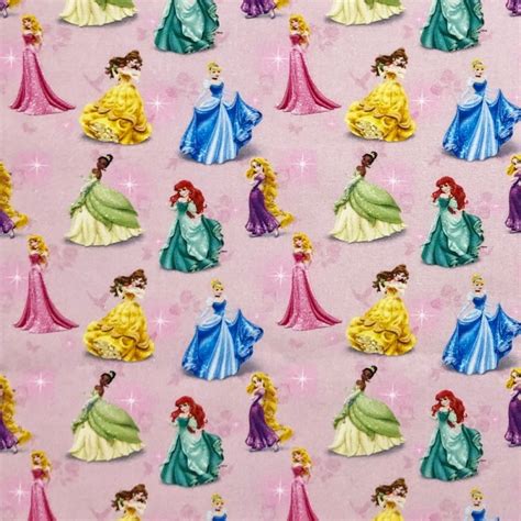 100 Cotton Digital Fabric Disney Princess Snow White Cinderella Ariel