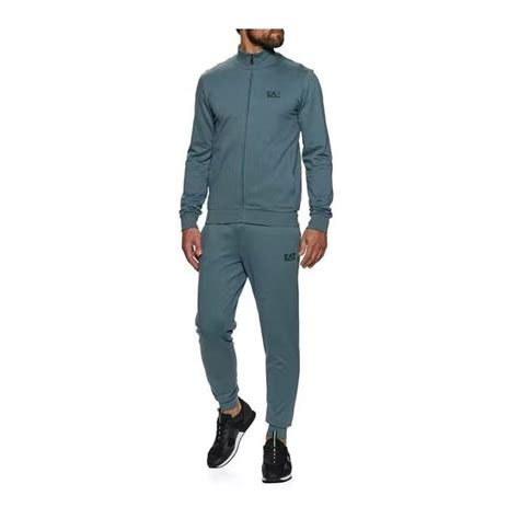 Emporio Armani Ea7 Funnel Neck Zip China Blue Cotton Tracksuit