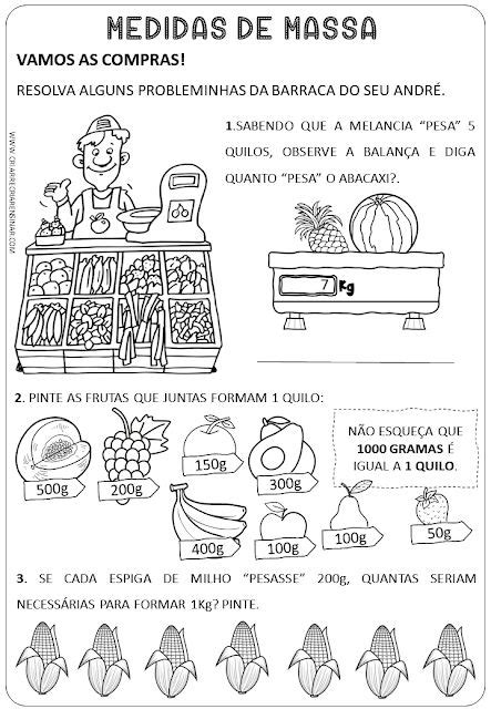 Atividades Medidas De Comprimento Massa E Capacidade Math Math