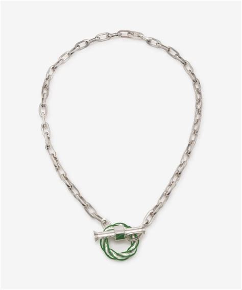 Musinsa Bottega Veneta Filler Chain Necklace Silver Green