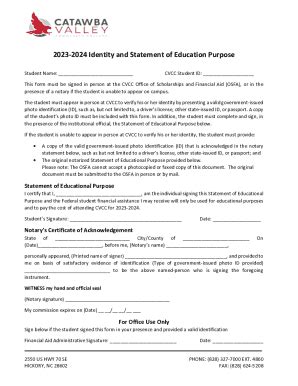 Fillable Online Identity And Statement Of Educational Purpose