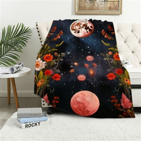 Aristuring Moonlit Garden Throw Blanket Moon Phase Surrounded By Vines